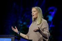 Sandra Bruflot under Høyres landsmøte tidligere i år.